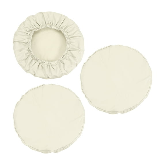 Uxcell Stool Covers Round, 3 Pack PU Elastic Waterproof Stool Cushion for 12"-14" Chair, Beige