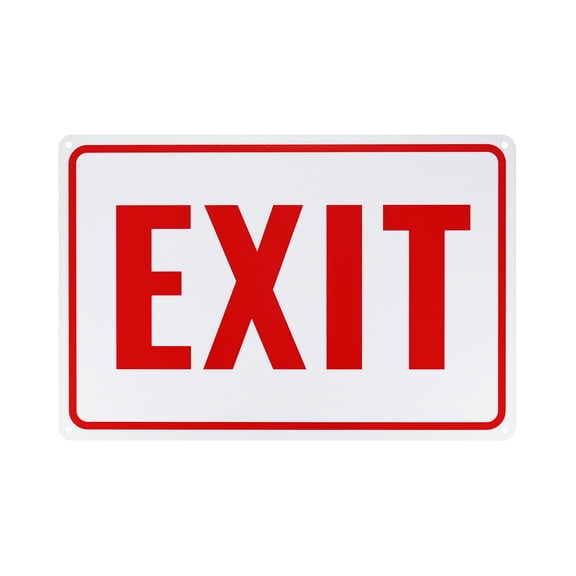 Uxcell 1 Pack Exit Sign 11.81'' x 7.87'' Aluminum Reflective Enter Here Signs Red Letters On White Background