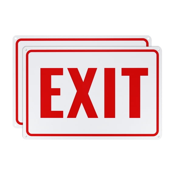 Uxcell 2 Pcs Exit Sign 11.81'' x 7.87'' Aluminum Reflective Enter Here Signs Red Letters On White Background
