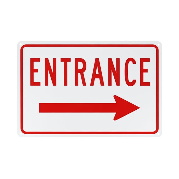 Uxcell 1 Pack Right Arrow Entrance Sign 12x8 inch Aluminum Reflective Enter Here Signs Red Letters On White Background