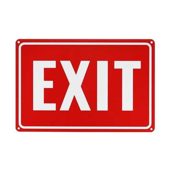 Uxcell 1 Pack Exit Sign 11.81 x 7.87 inch Aluminum Reflective Enter Here Signs White Letters On Red Background