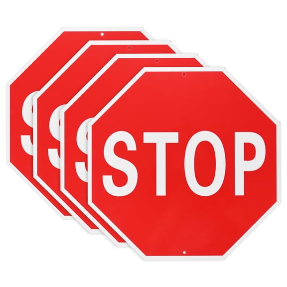Uxcell Stop Sign 24x24 Inch Aluminum Reflective Street Slow Warning Signs Waterproof [White Letters On Red Background]