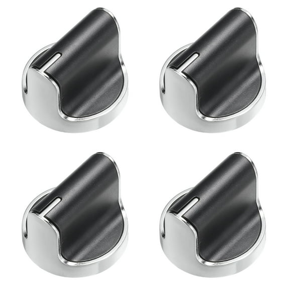 Uxcell Stove Knob Replacement 40mm x 29mm 45 Degree Burner Control Knobs for Stove Silver Black 4 Pack