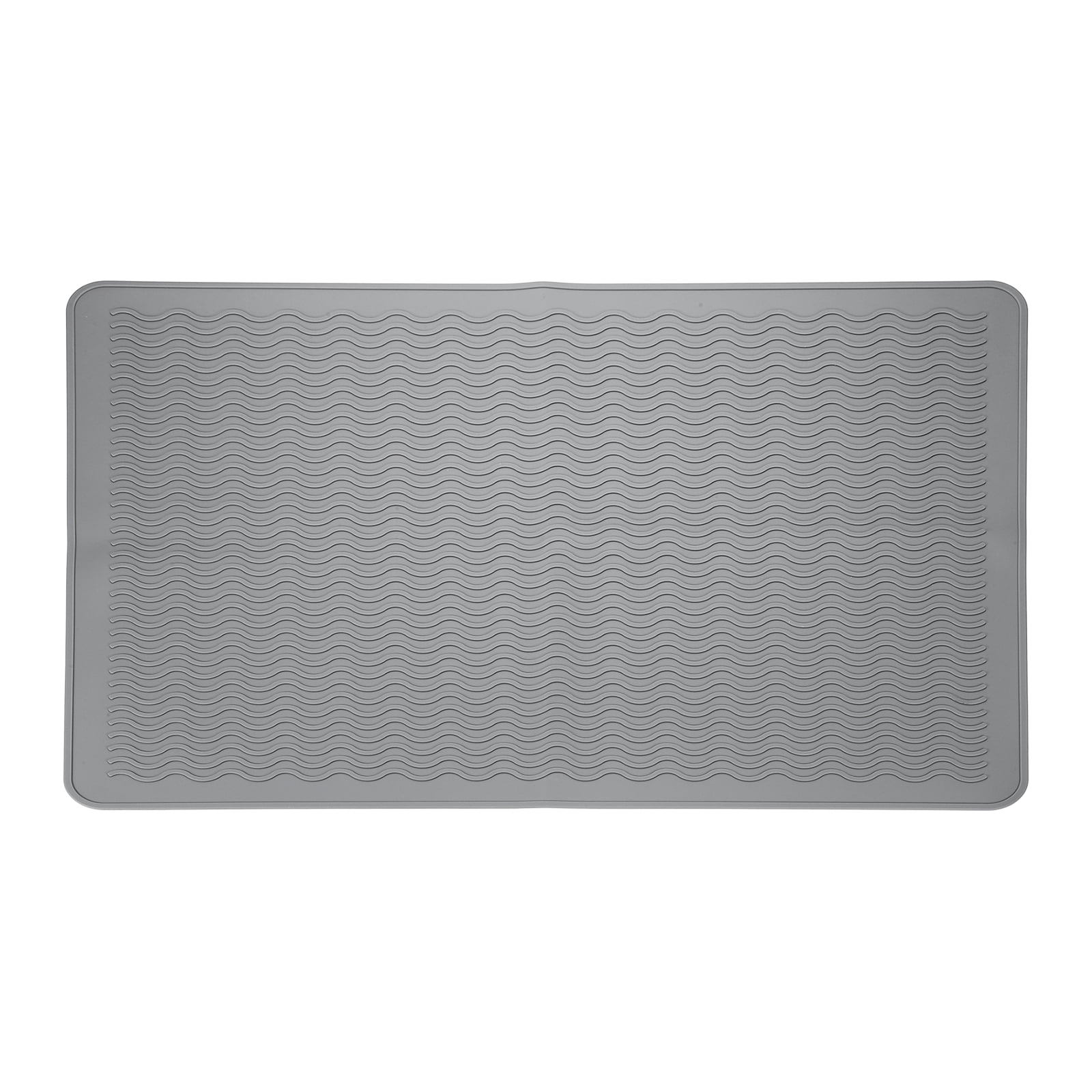 Uxcell Stove Top Cover for Electric Stove, 27.6" x 19.7" Silicone Glass Cooktop Protector Range Mats Wavy Stripe for Kitchen Oven Counter Cooktop, Silver