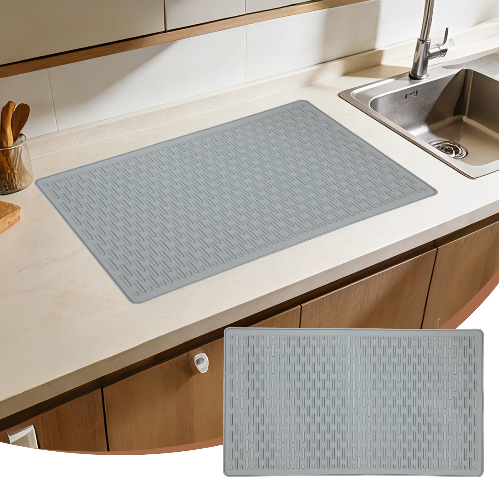 Uxcell Stove Top Covers for Electric Stove, 20 x 12  Inch Silicone Cooktop Protector Waterproof Oven Cover Dish Drying Striped Mats for Kitchen Glass Top, Stovetop, Oven, Grey