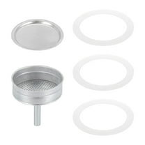 Uxcell Stovetop Espresso Maker Parts 1 Filter 3 Silicone Gasket Seals,1 Funnel 74x64x4.5mm for 9-Cup Coffee Maker Pot