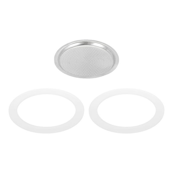 Uxcell Stovetop Espresso Maker Parts 1 Filter and 2 Silicone Gasket Seals 74x64x4.5mm for 9-Cup Mocha Coffee Maker Pot