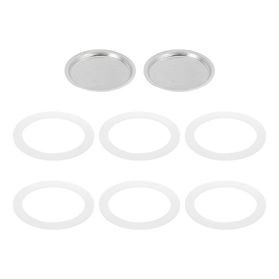 Uxcell Stovetop Espresso Maker Parts 1 Filter and 6 Silicone Gasket Seals 56x49x4mm for 3-Cup Mocha Coffee Maker Pot