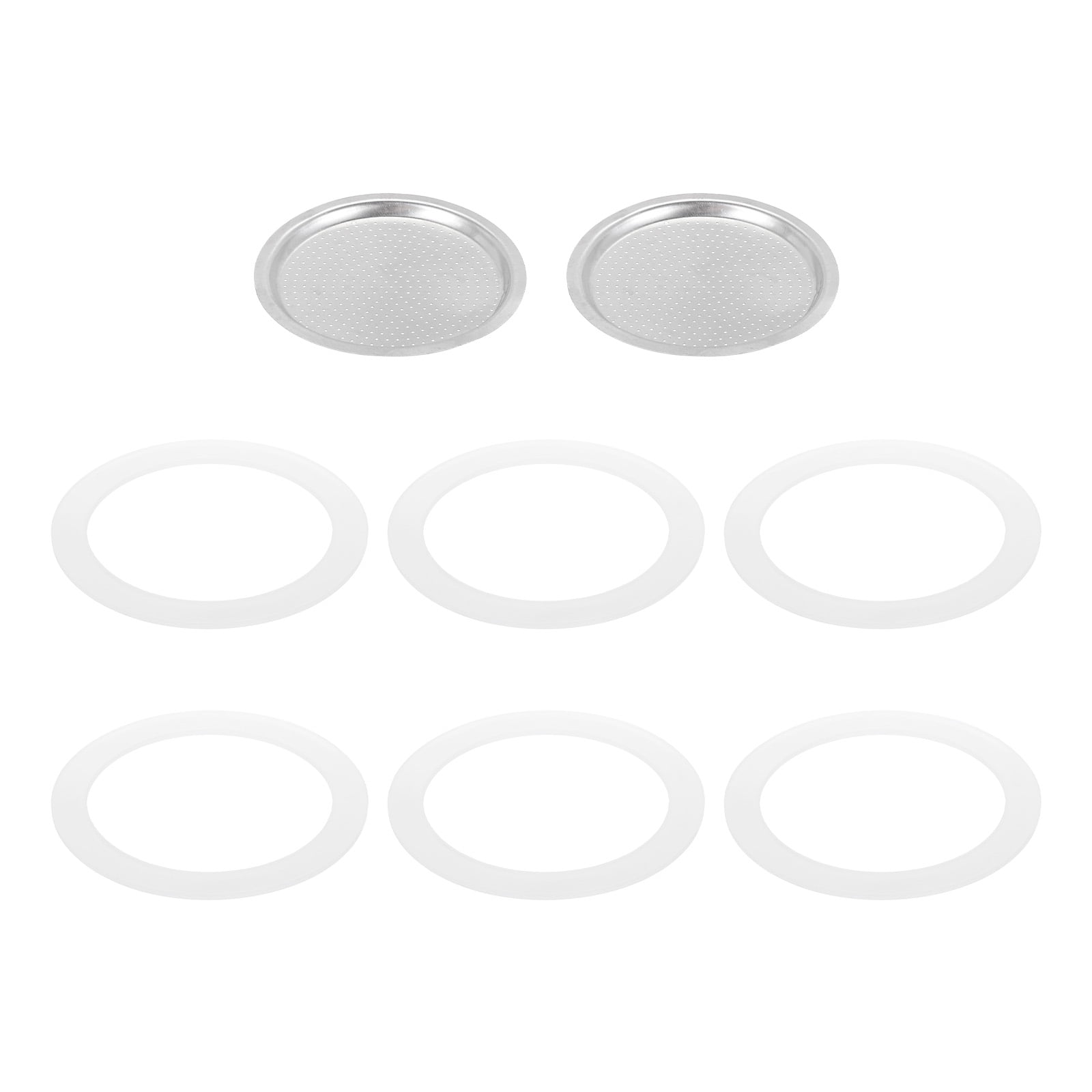 Uxcell Stovetop Espresso Maker Parts 1 Filter and 6 Silicone Gasket Seals 74x64x4.5mm for 9Cup