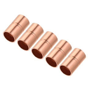 Uxcell Straight Copper Coupling Fittings 5/16" ID Welding Joint for HVAC Air Conditioner with Rolled Tube Stop Sweat Ends 5Pcs