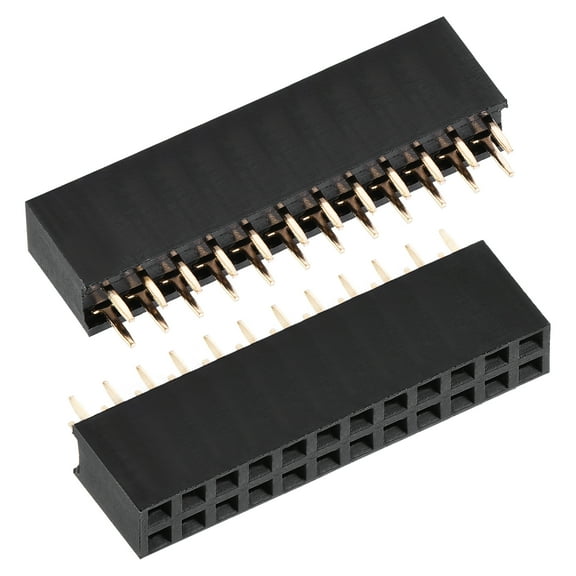 Uxcell Straight Header Pin 24P 2 Row 2.54mm Pitch Copper Pin for Prototype Black 10 pack