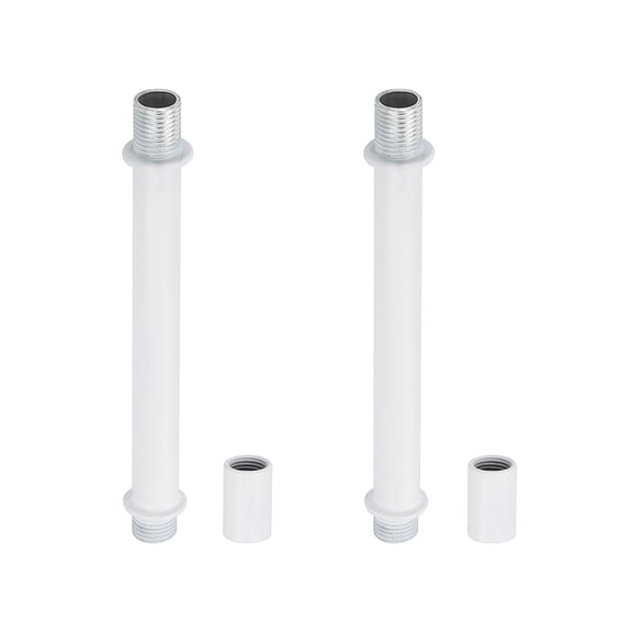 Uxcell Straight Pipe Lamp Stems Rod Kit, 2 Set M10 Carbon Steel 100mm(3.94") Long Double End Thread Rod with Coupling Nuts Sleeve Connector for Table Lamps Chandeliers,White