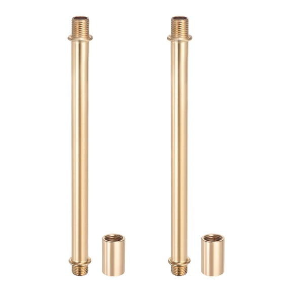 Uxcell Straight Pipe Lamp Stems Rod Kit, M10 150mm Rod with Nut, Gold 2 Set