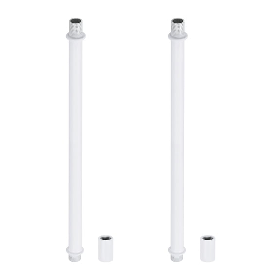 Uxcell Straight Pipe Lamp Stems Rod Kit, 2 Set M10 Carbon Steel 200mm(7.87") Long Double End Thread Rod with Coupling Nuts Sleeve Connector for Table Lamps Chandeliers,White