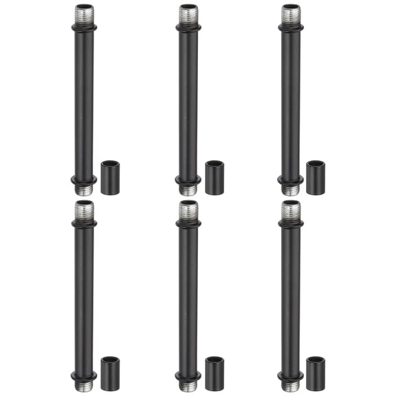 Uxcell Straight Pipe Lamp Stems Rod Kit, M10 100mm l Rod with Nut, Black 6 Set