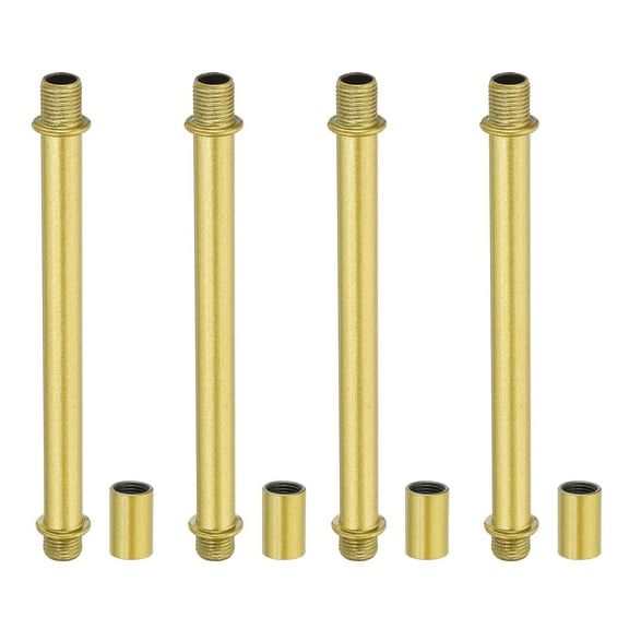 Uxcell Straight Pipe Lamp Stems Rod Kit, M10 100mm l Rod with Nut, Gold Tone 4 Set