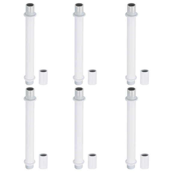 Uxcell Straight Pipe Lamp Stems Rod Kit, M10 100mm l Rod with Nut, White 6 Set