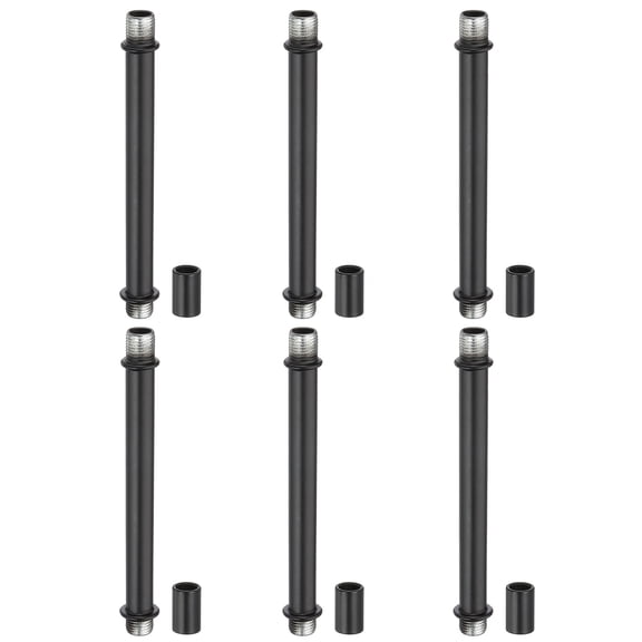 Uxcell Straight Pipe Lamp Stems Rod Kit, M10 120mm l Rod with Nut, Black 6 Set