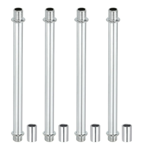 Uxcell Straight Pipe Lamp Stems Rod Kit, M10 130mm L Rod with Nut, Silver Tone 4Set