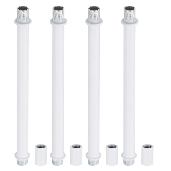 Uxcell Straight Pipe Lamp Stems Rod Kit, M10 130mm L Rod with Nut, White 4Set