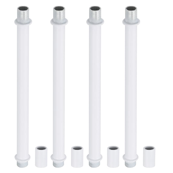 Uxcell Straight Pipe Lamp Stems Rod Kit, M10 150mm l Rod with Nut, White 4 Set