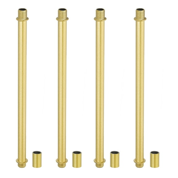 Uxcell Straight Pipe Lamp Stems Rod Kit, M10 150mm l Rod with Nut, Gold Tone 4 Set