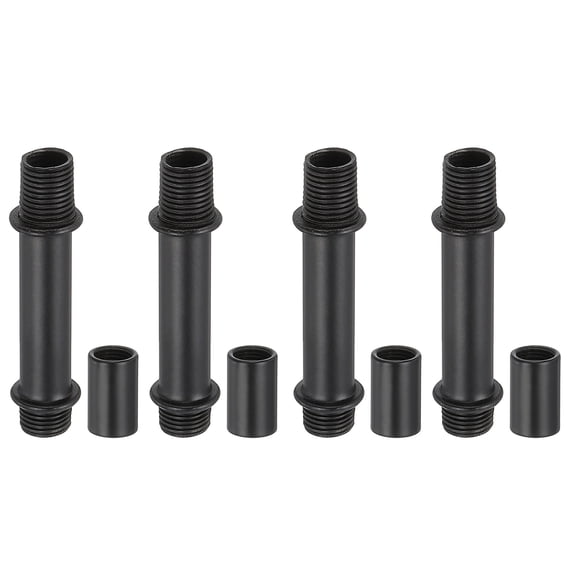 Uxcell Straight Pipe Lamp Stems Rod Kit, M10 40mm l Rod with Nut, Black 4 Set
