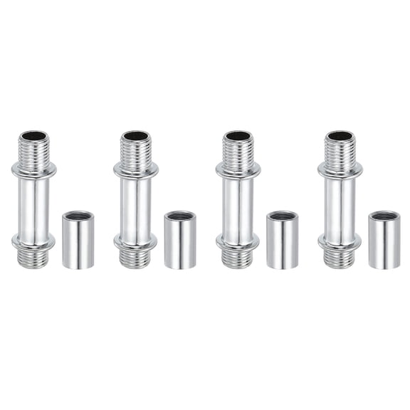 Uxcell Straight Pipe Lamp Stems Rod Kit, M10 20mm L Rod with Nut, Silver Tone 4Set