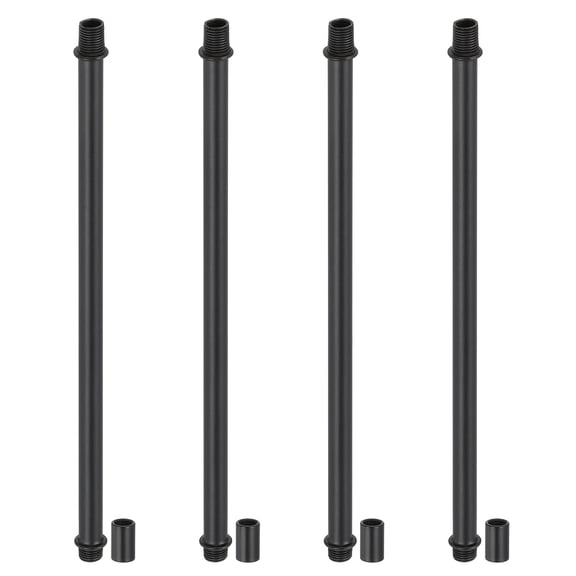 Uxcell Straight Pipe Lamp Stems Rod Kit, M10 230mm L Rod with Nut, Black 4Set