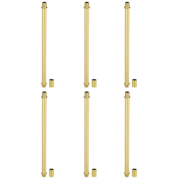 Uxcell Straight Pipe Lamp Stems Rod Kit, M10 300mm l Rod with Nut, Gold Tone 6 Set