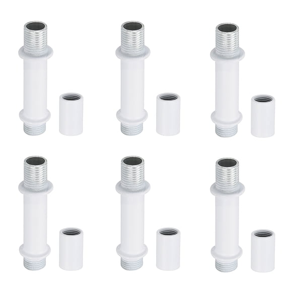 Uxcell Straight Pipe Lamp Stems Rod Kit, M10 40mm l Rod with Nut, White 6 Set