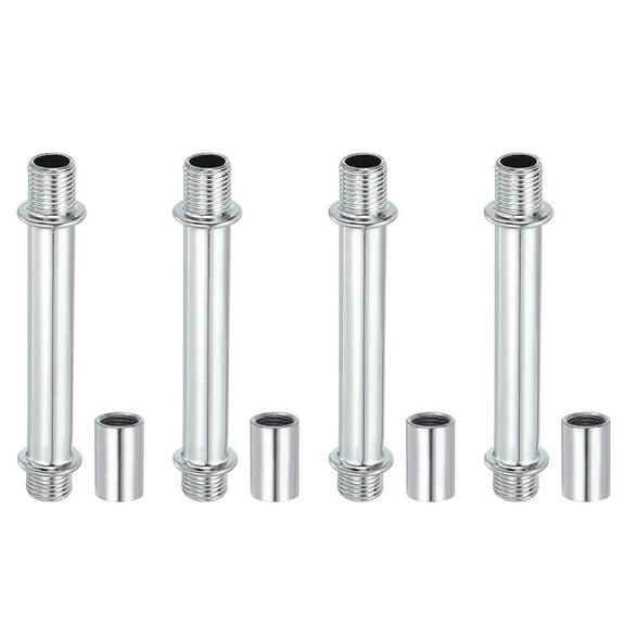 Uxcell Straight Pipe Lamp Stems Rod Kit, M10 70mm l Rod with Nut, Silver Tone 4 Set