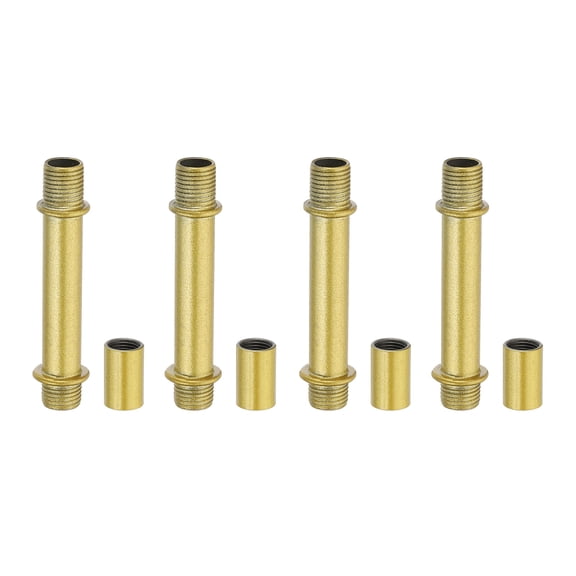Uxcell Straight Pipe Lamp Stems Rod Kit, M10 60mm l Rod with Nut, Gold Tone 4 Set
