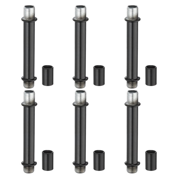 Uxcell Straight Pipe Lamp Stems Rod Kit, M10 70mm l Rod with Nut, Black 6 Set