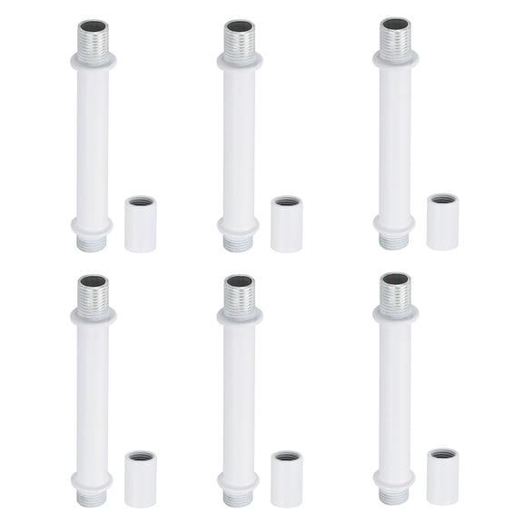 Uxcell Straight Pipe Lamp Stems Rod Kit, M10 70mm l Rod with Nut, White 6 Set