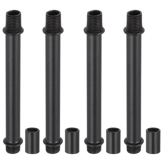 Uxcell Straight Pipe Lamp Stems Rod Kit, M10 77mm L Rod with Nut, Black 4Set