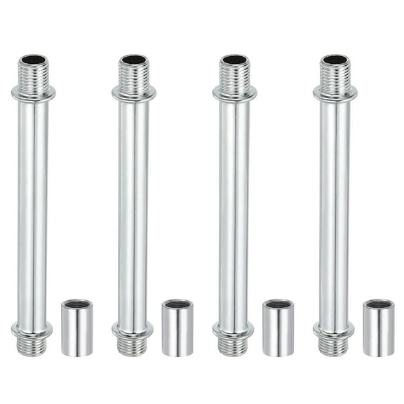 Uxcell Straight Pipe Lamp Stems Rod Kit, M10 80mm L Rod with Nut, Silver Tone 4Set