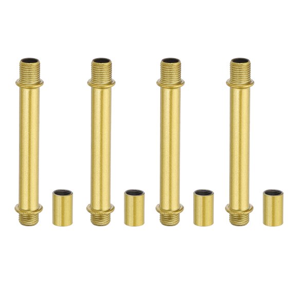 Uxcell Straight Pipe Lamp Stems Rod Kit, M10 80mm l Rod with Nut, Gold Tone 4 Set