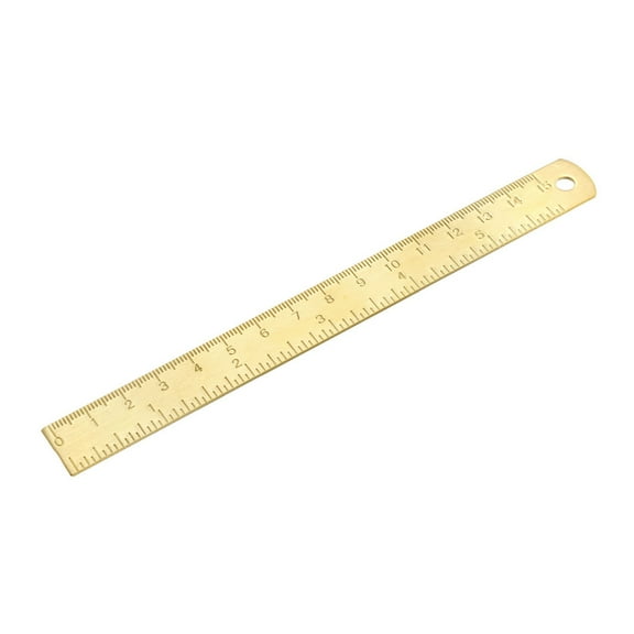Uxcell Straight Ruler 150mm / 6 Inch Brass Measuring Tools with Hanging Hole Yellow
