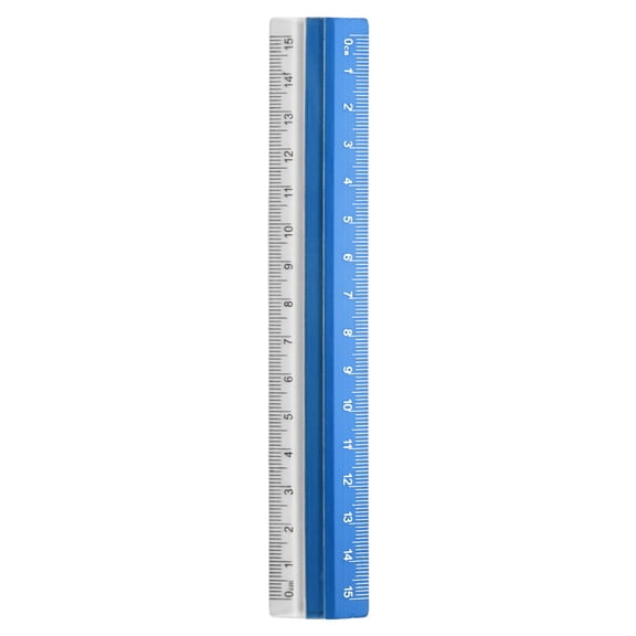 Uxcell Straight Ruler 15cm Metric Plastic Aluminum Alloy Protractor Ruler Geometric Measure Tool for Architect Artist Office, Blue
