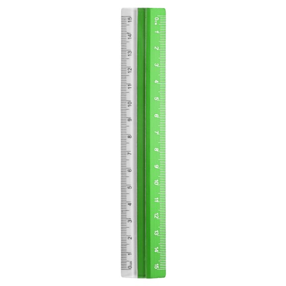 Uxcell Straight Ruler 15cm Metric Plastic Aluminum Alloy Protractor Ruler Geometric Measure Tool for Architect Artist Office, Green