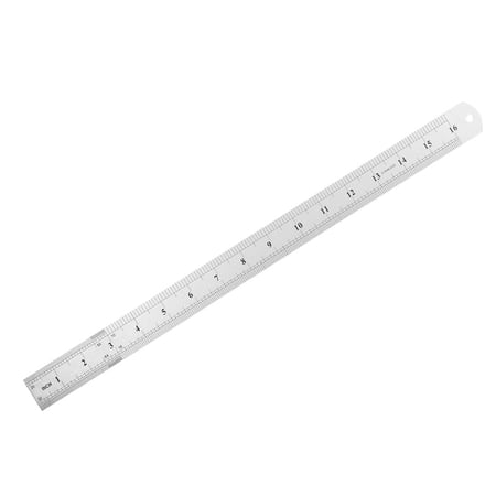 Uxcell Straight Ruler 16 Inch Metric Measuring Ruler Tools Stainless Steel Silver Tone 1pcs