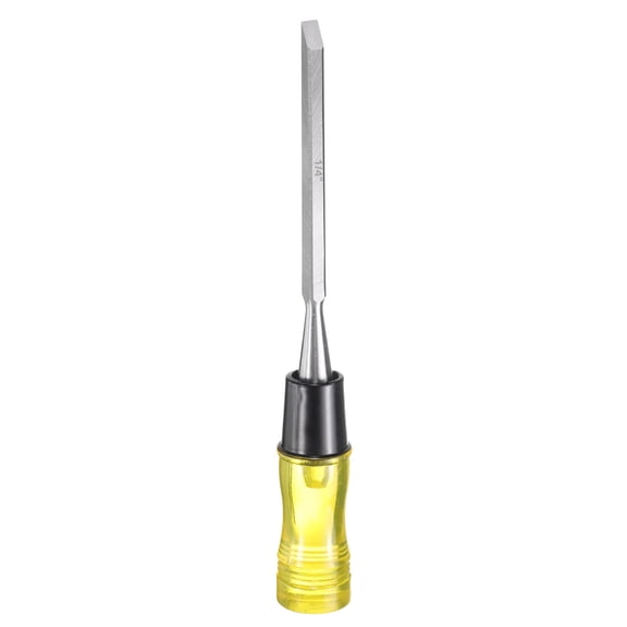 Uxcell Wood Chisel 1/4" CRV Steel Beveled Edge Blade High Impact Handle Woodworking Hand Tool with Caps for Carving Furniture Making Carpentry Tool