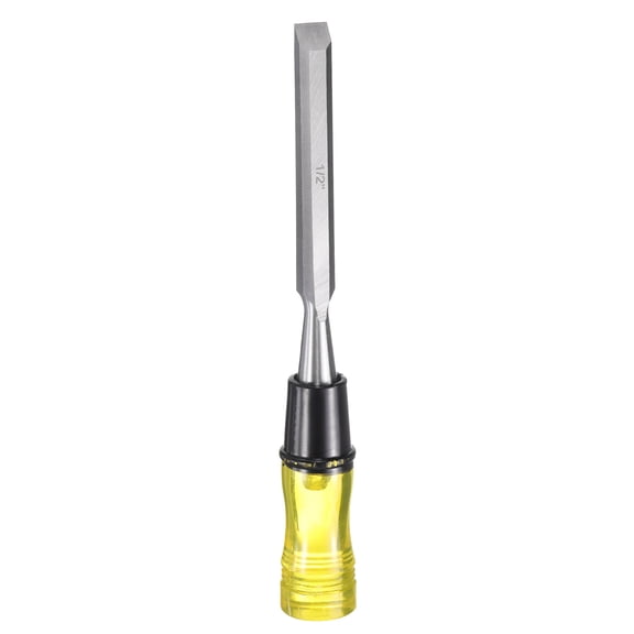 Uxcell Wood Chisel 1/2" CRV Steel Beveled Edge Blade High Impact Handle Woodworking Hand Tool with Caps for Carving Furniture Making Carpentry Tool