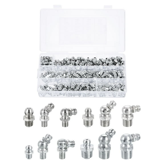 Uxcell Straight and Angled Grease Fitting 1/4"-28 1/8"-27 M6 M10 Thread, 245Pcs
