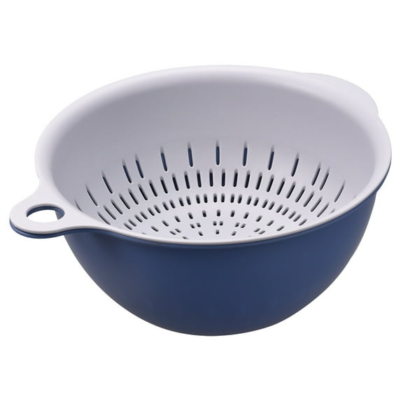 Uxcell Strainer Colander Bowl Set, Small Double Layer Drain Basin and Basket for Fruits, Vegetables, Pasta, Berry - Blue