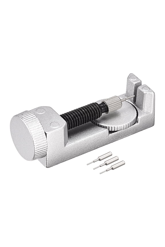 Strap Link Pin Removal Tool with 3 Pins, 35mm Adjustable Width for Re-size Watch Band, Silver Tone