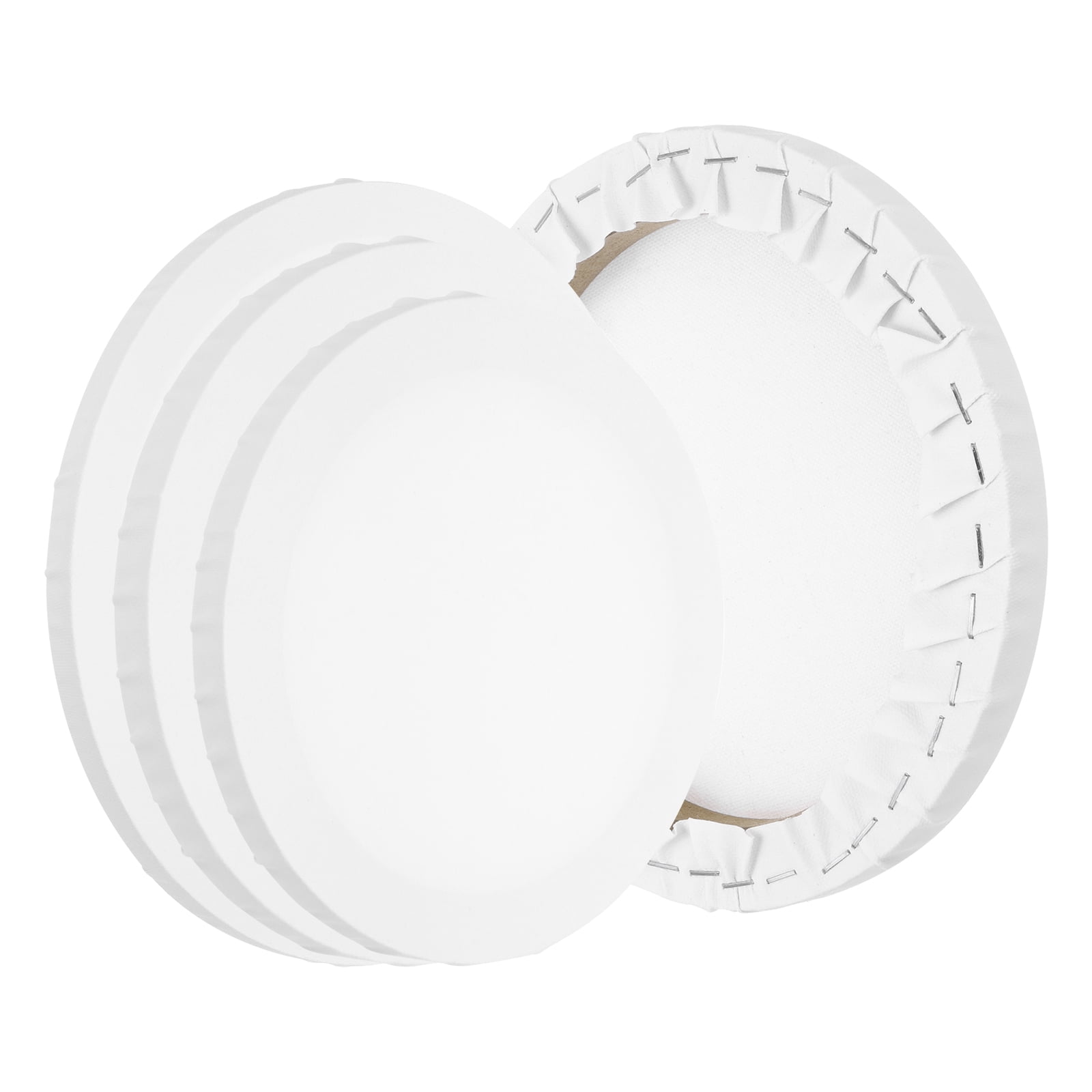 Uxcell Stretched Canvas, 6Pcs 8"x8", 10"x10", 12"x12" Round Canvas for Painting, White
