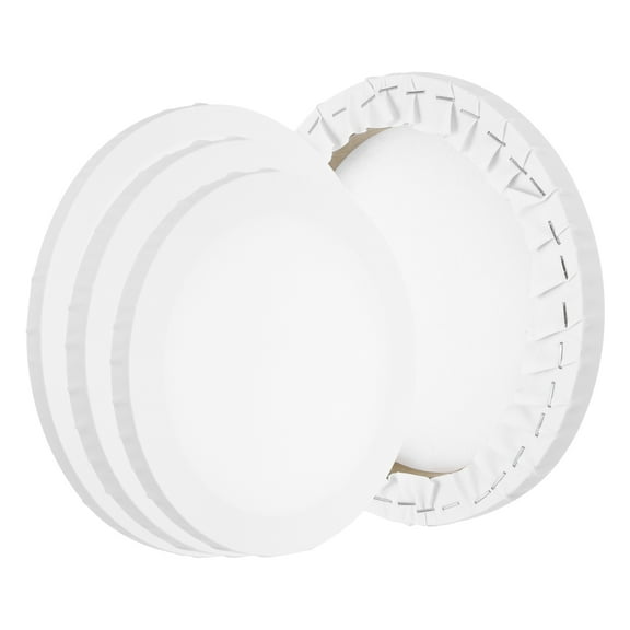Uxcell Stretched Canvas, 6Pcs 8"x8", 10"x10", 12"x12" Round Canvas for Painting, White