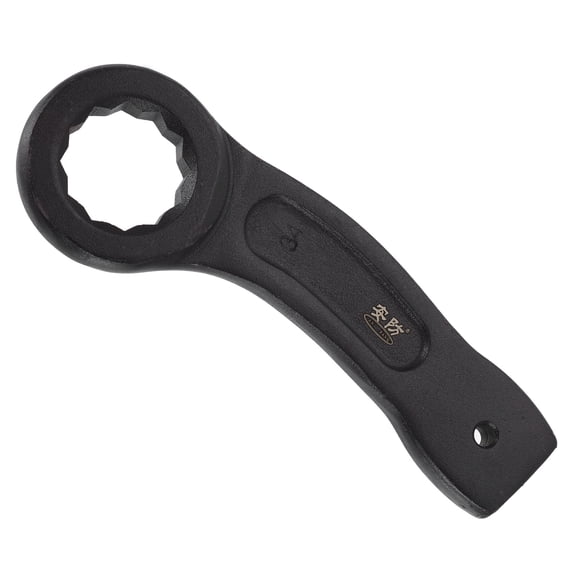 Uxcell Striking Wrench 34mm 45# Steel Spraying 6-Point Flat Strike Wrench Slogging Ring Spanner Bend Handle Box End Striking Tool for Automotive Repair Furniture Assembly, Black